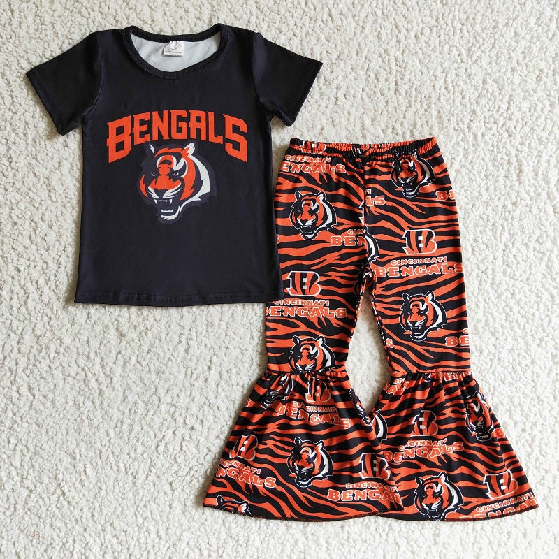 GSPO0187 Girls Tiger Short Sleeve Trousers Suit Team