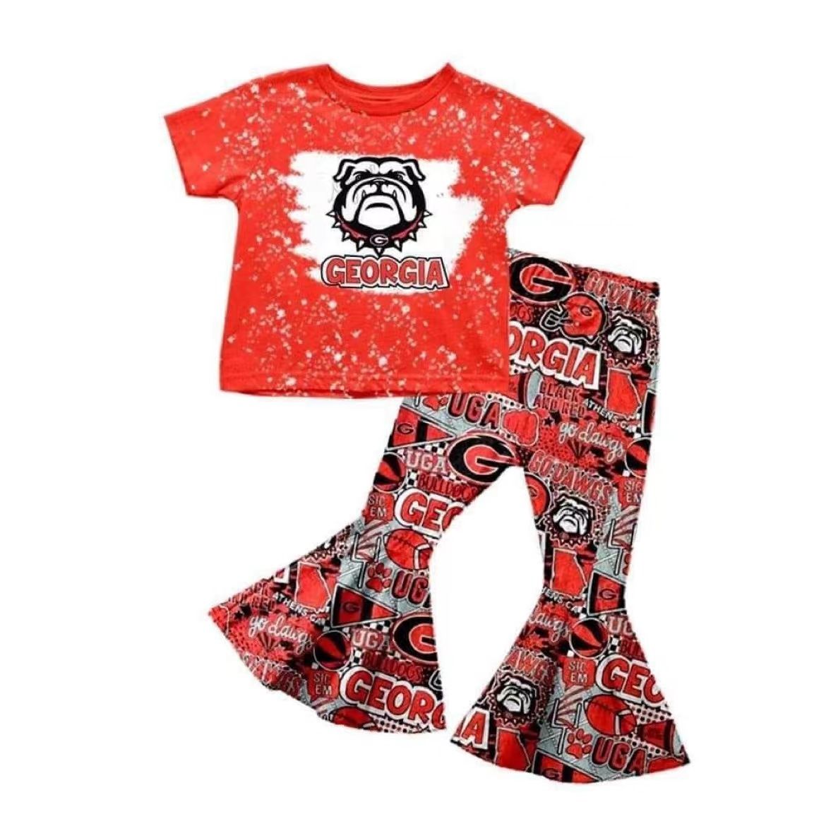 GSPO0188 Girls Red Short Sleeve Trousers Suit Team