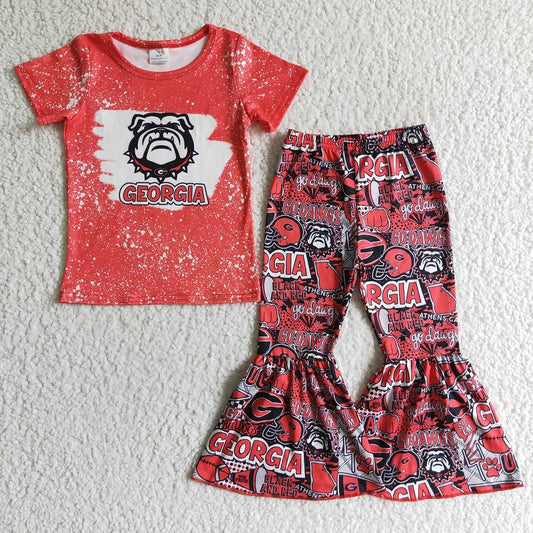 GSPO0188 Girls Red Short Sleeve Trousers Suit Team