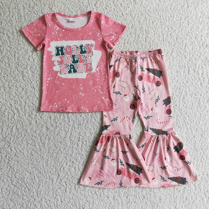 GSPO0196 Girls Pink Short Sleeve Trousers Suit