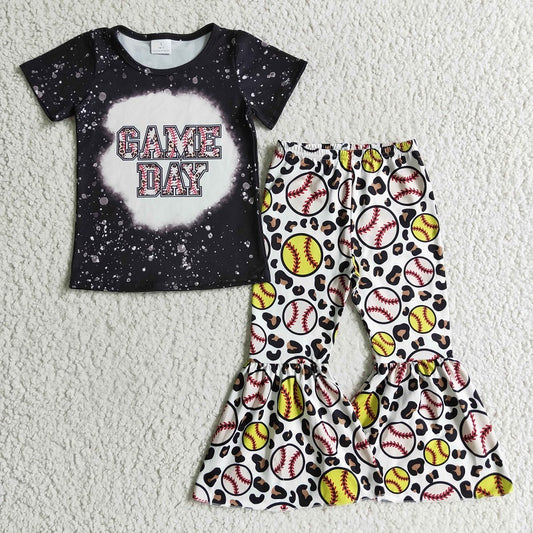 GSPO0214 Girls GAME DAY Baseball Short Sleeve Pant Set