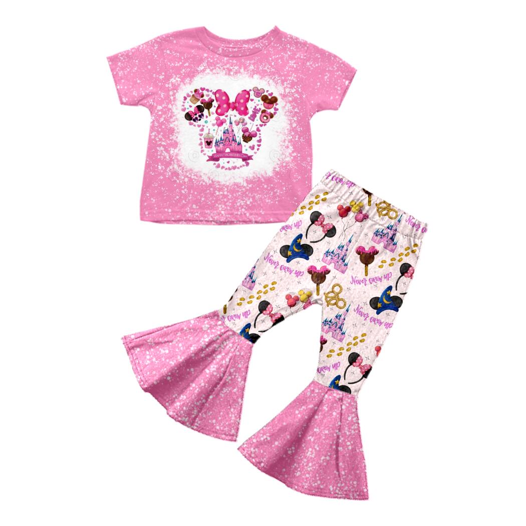 GSPO0251 Girls Castle Pink Short Sleeve Trousers Suit