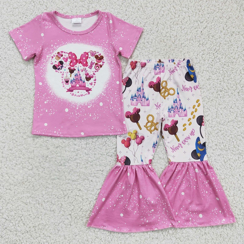 GSPO0251 Girls Castle Pink Short Sleeve Trousers Suit