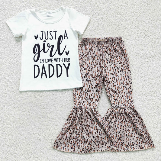 BSPO0266 Kidgril daddy leopard print short-sleeved trouser suit