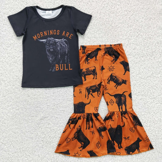 GSPO0286 Girls BULL alpine cow black short-sleeved trousers suit D 8.7