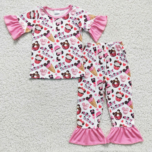 GSPO0306 baby girl clothes happy birthday pajamas set