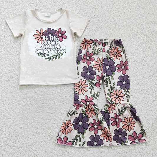 GSPO0348 Girls BE THE REASON floral white short-sleeved trouser suit D 6.27