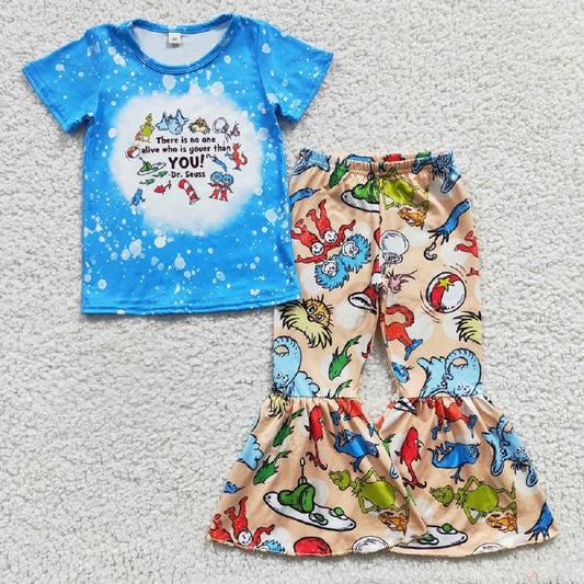 GSPO0527 Girls blue short sleeve trouser suit