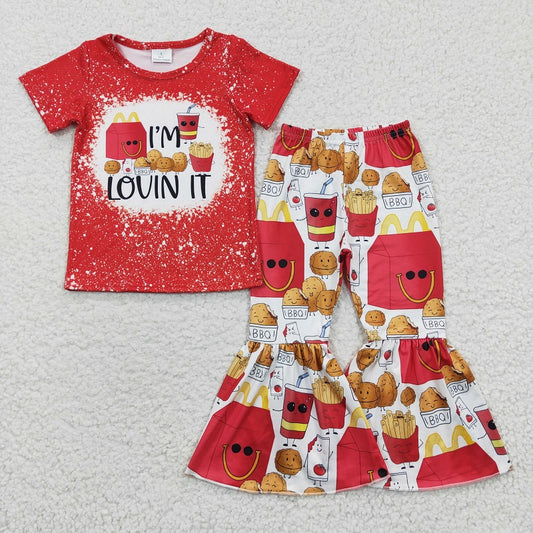 GSPO0549 LOVIN IT Burger French Fries Cola Red Short Sleeve Trousers Suit