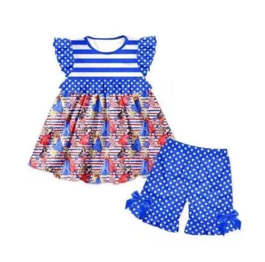 GSSO0059 baby girls cartoon print dot shorts set