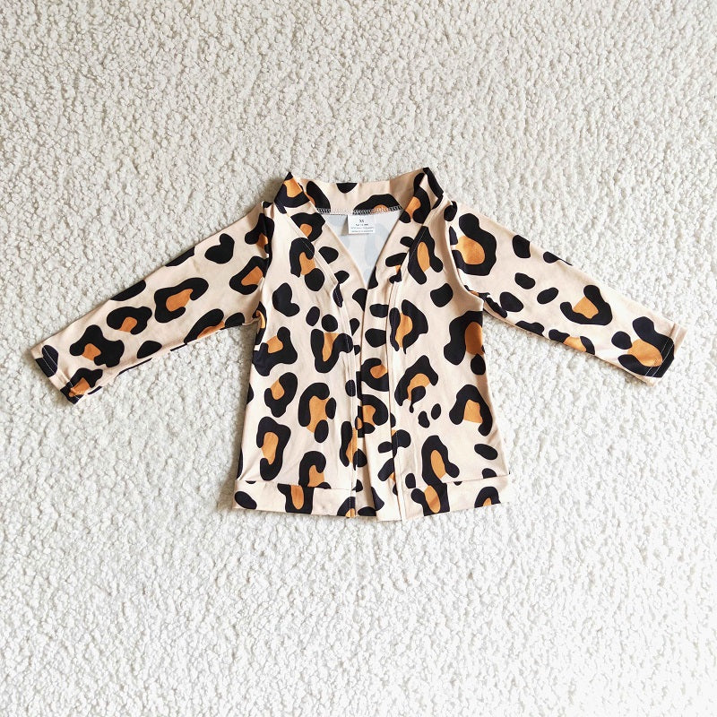 GT0038 Leopard Print Long Sleeve Cardigan Top