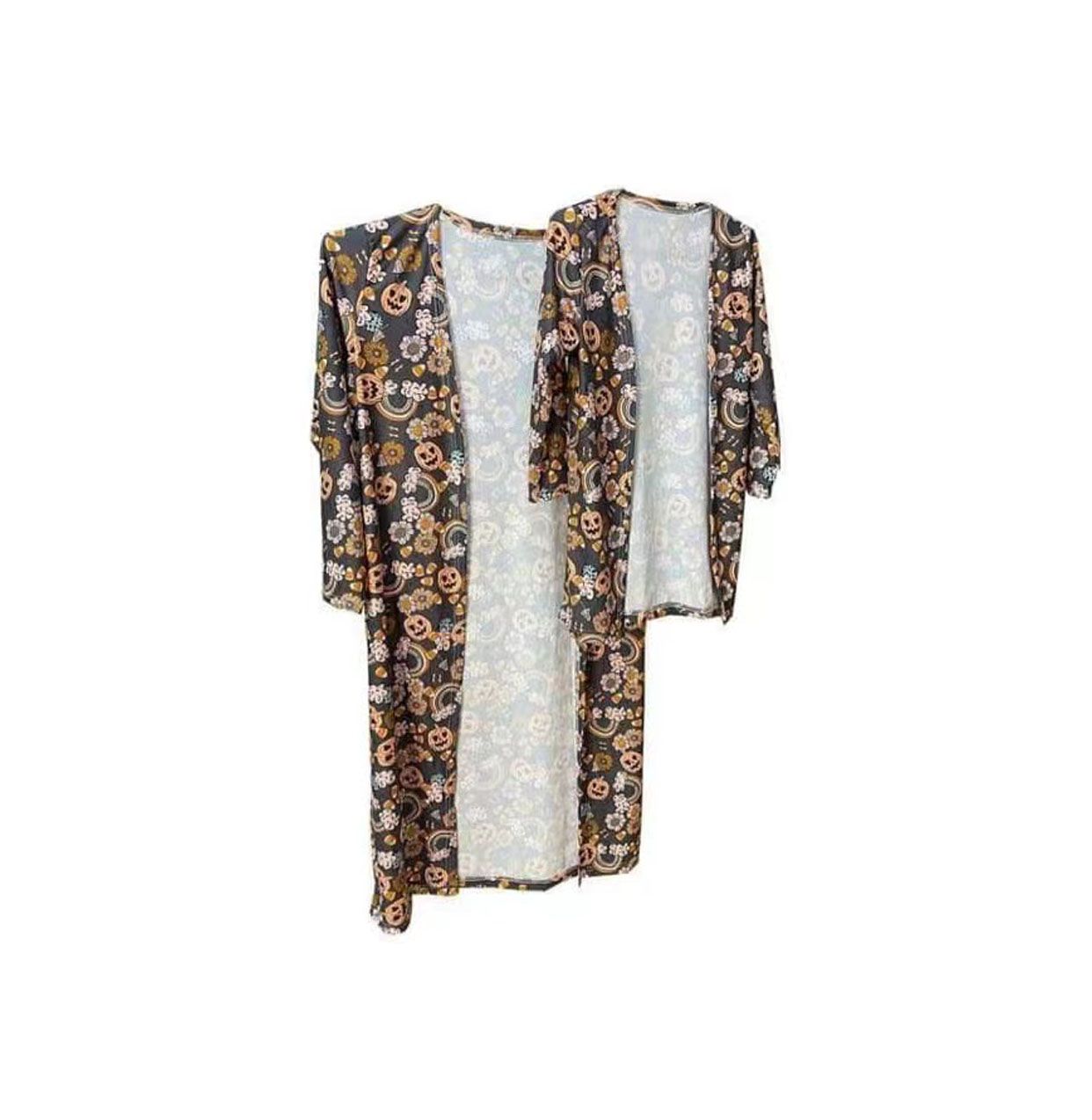 GT0045 Adult Girls Halloween Pumpkin Rainbow Long Sleeve Cardigan Jacket Parent-child wear