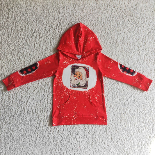 GT0052 Girls Santa Red Hooded Long Sleeve Sweatshirt