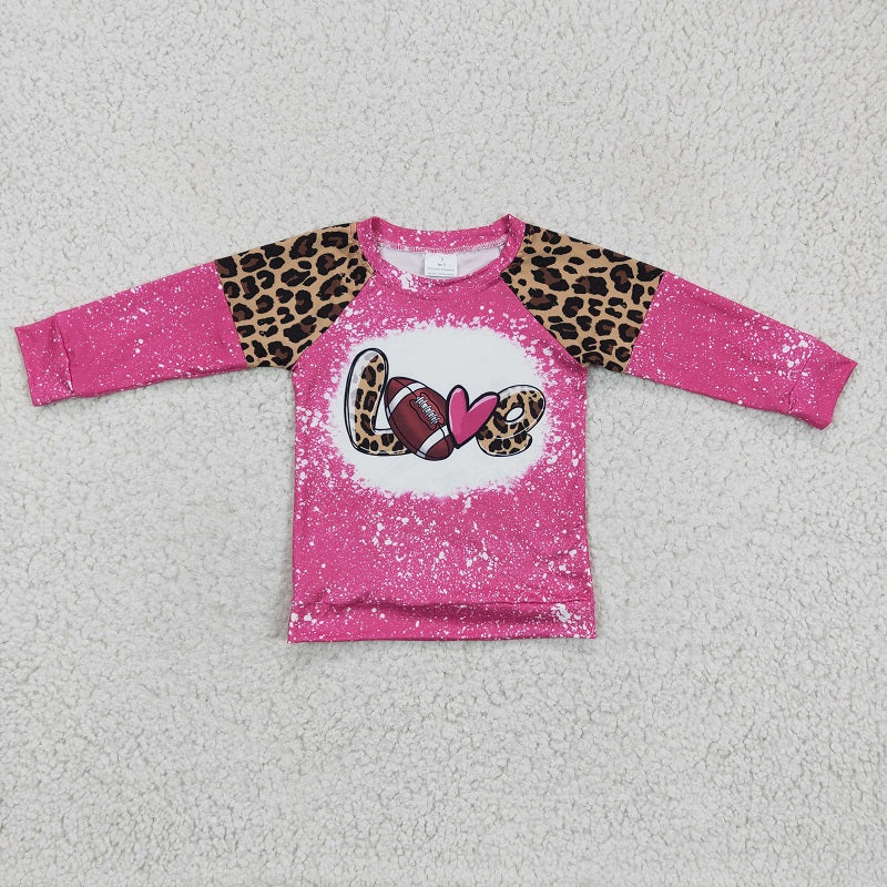 GT0082 Girls LOVE Rugby Leopard Rose Long Sleeve Top