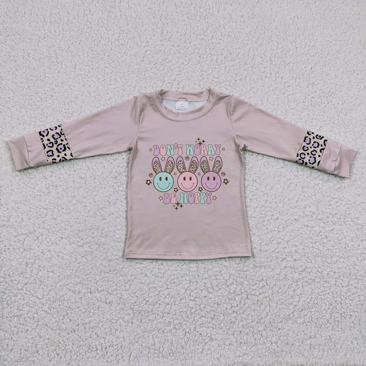 GT0103 Girls dont worry rabbit gray long-sleeved top