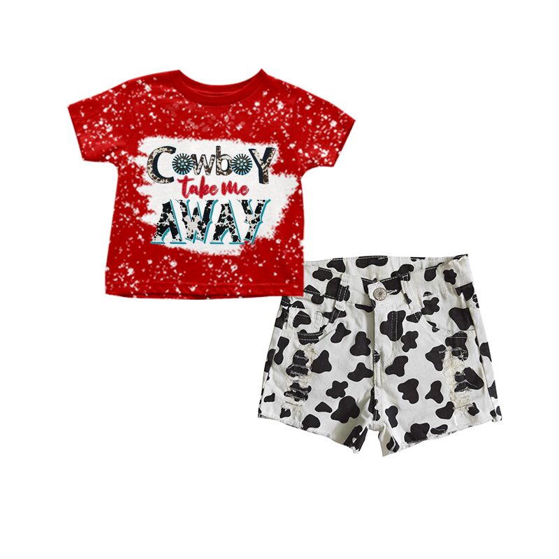 red cow print top + cow short jeans GT0105+SS0027