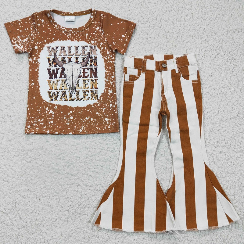 GSPO0409 cow print top + Brown Striped Denim GT0115 +E5-24