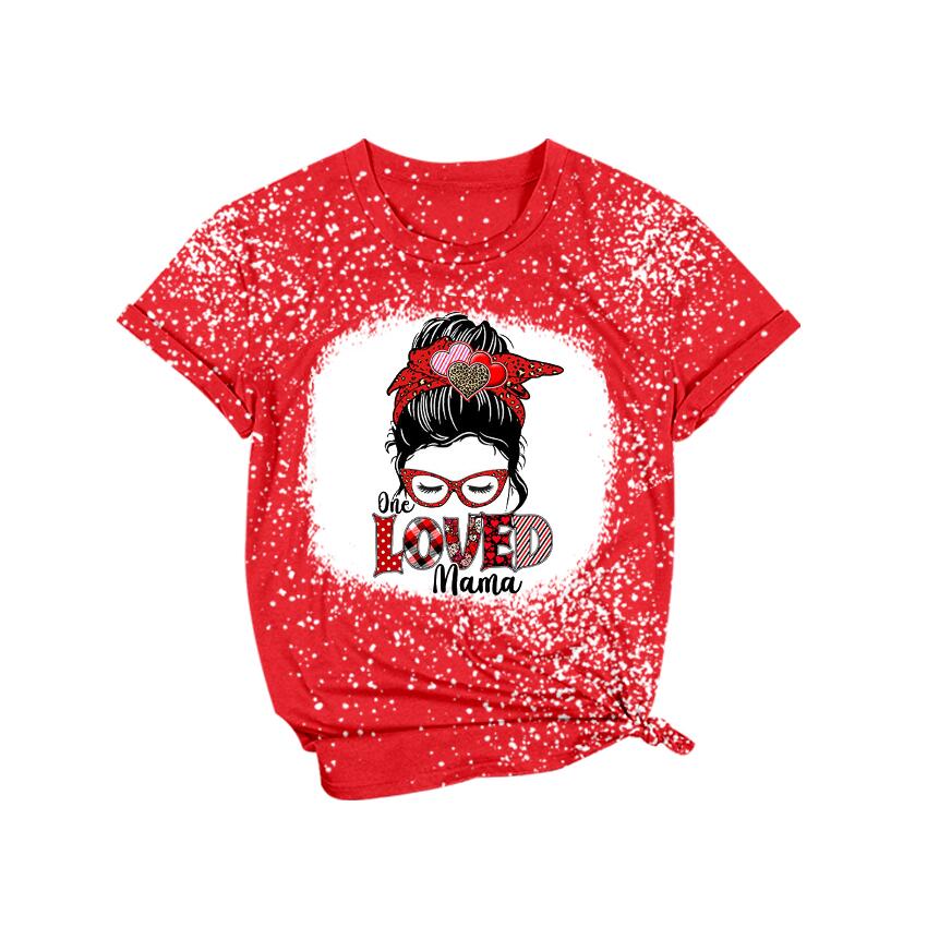 GT0120 Adult LOVED Little Girl Red Short Sleeve Top