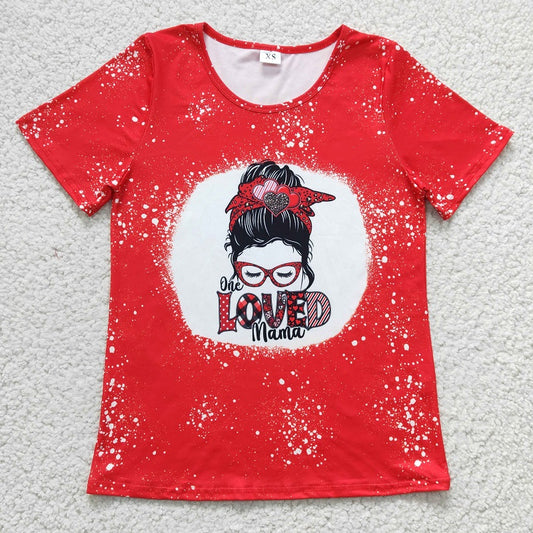 GT0120 Adult LOVED Little Girl Red Short Sleeve Top