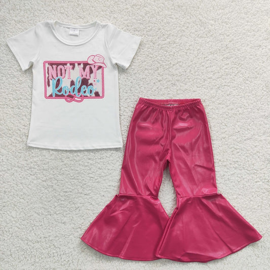 GT0139 +P0049 white top +Pink Flared Leather Pants