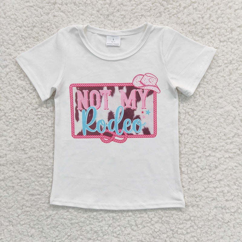 GT0139 Baby Girls western style white short sleeve top