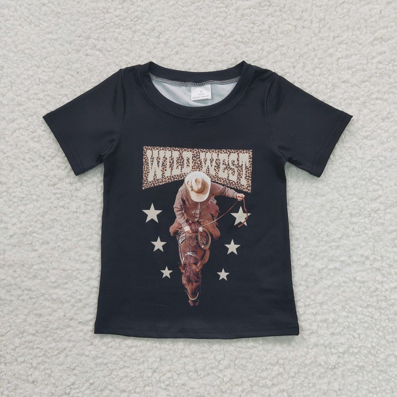 GT0152 Girls WILD WEST Riding Black Short Sleeve Top