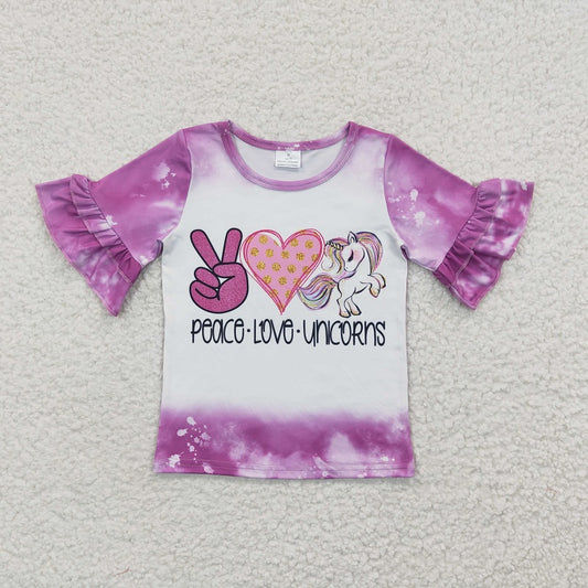GT0161 Baby Girl Heart Cartoon Purple Short Sleeve Top