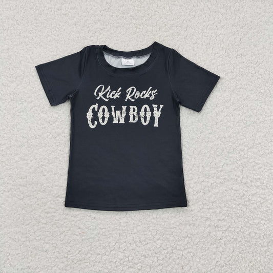 GT0169 baby girls cowboy black short sleeve top