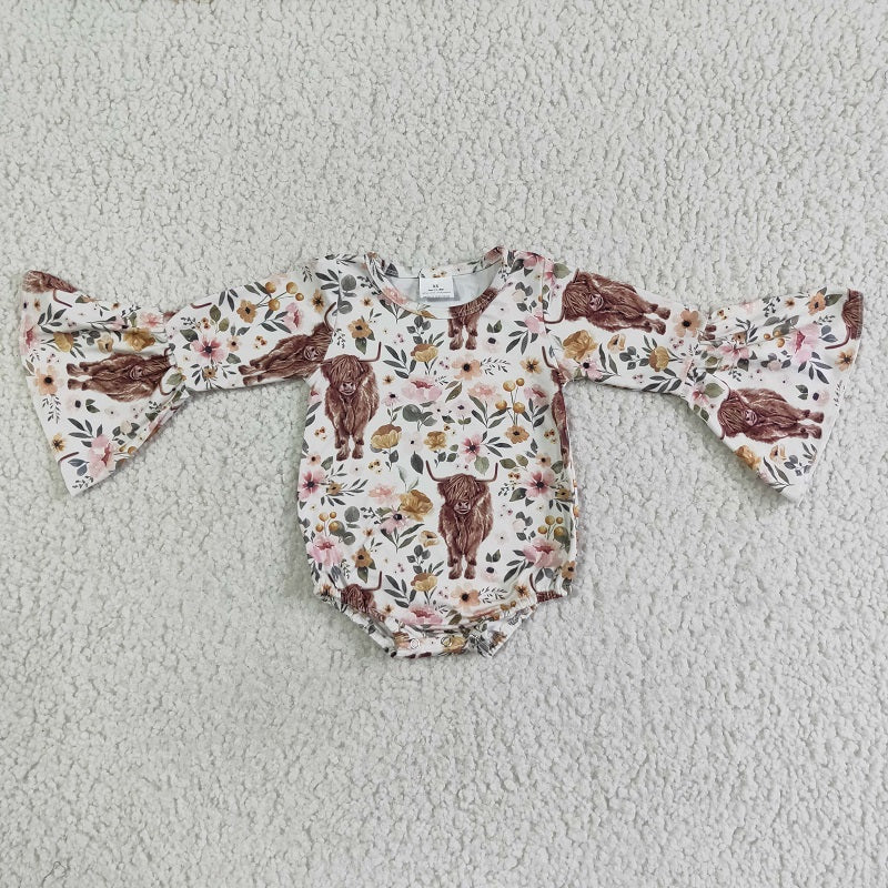 LR0005 Flower Alpine Beef Long Sleeve Bodysuit Romper