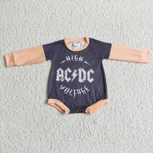 LR0011 Letters Print Black Long Sleeve Bodysuit