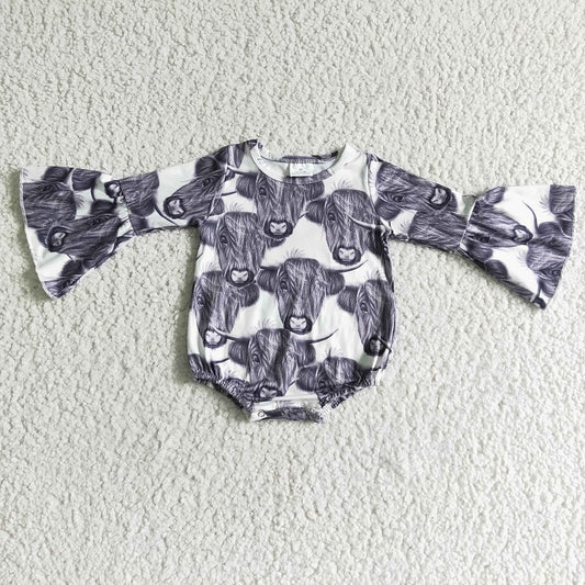 LR0017 Black and White Alpine Cattle Long Sleeve Bodysuit Romper