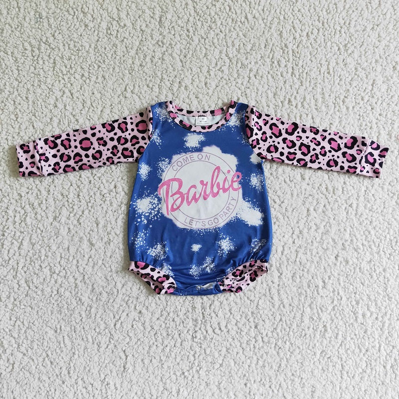 LR0021 Girls Blue Long Sleeve Bodysuit Romper D 1027