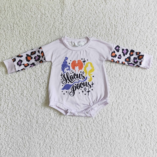 LR0062 BABY GIRLS HALLOWEEN CARTOON LEOPARD LONG SLEEVE SHIRT ROMPER