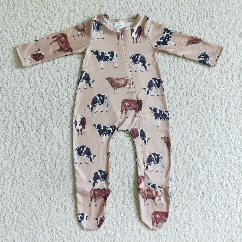 LR0073 COW HEIFER BABY GIRLS ROMPER