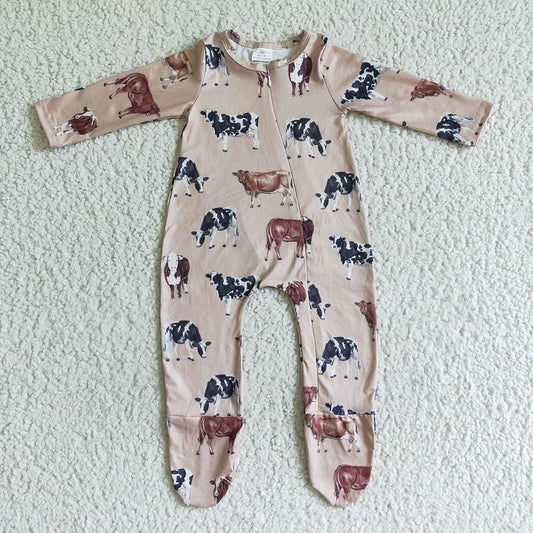 LR0073 COW HEIFER BABY GIRLS ROMPER