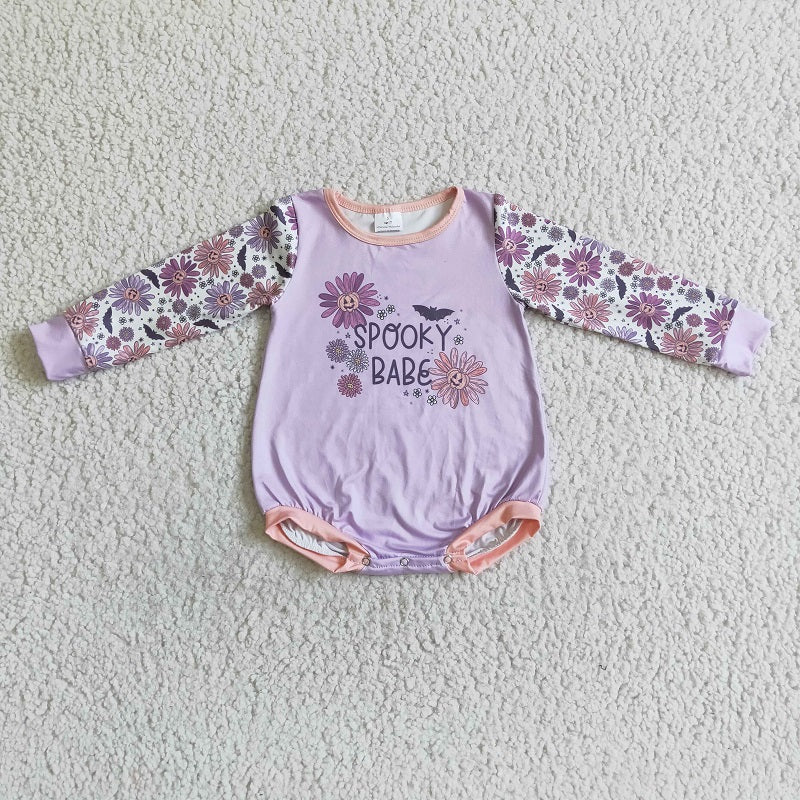LR0075  Flower Print  long sleeve romper bodysuit