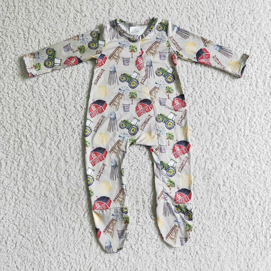 LR0099 Farm House Car Long Sleeve Bodysuit