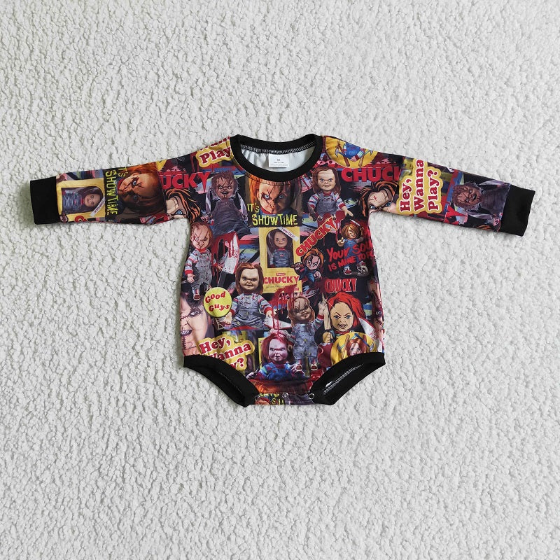 LR0106  Halloween  Cartoon Long Sleeve Romper Bodysuit