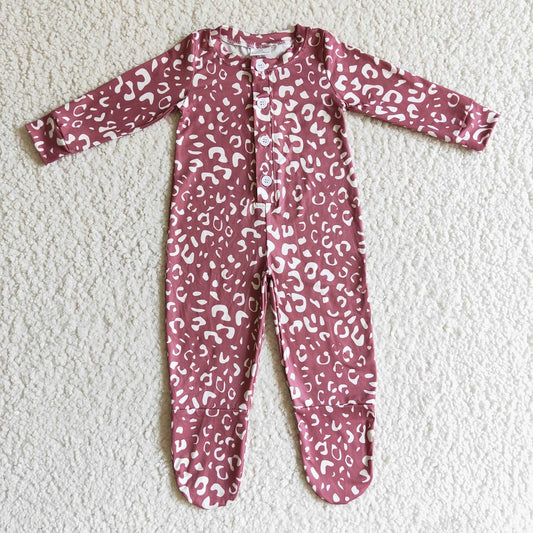 LR0117 Pink Leopard Long Sleeve Bodysuit
