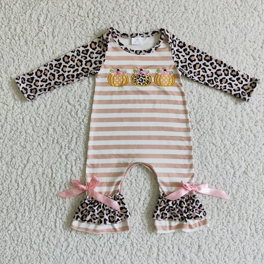 LR0134 FALL LEOPARD PUMPKIN ROMPER