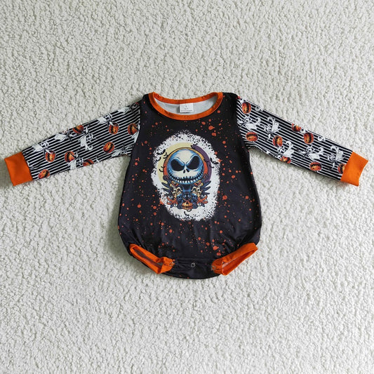 LR0144 Hallween Grimace Skull Long Sleeve Bodysuit Romper