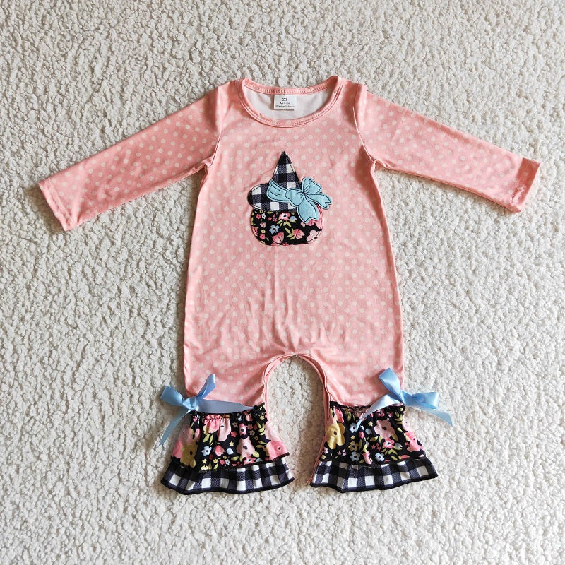 LR0147 BABY GIRLS FLORAL PUMPKIN ROMPER