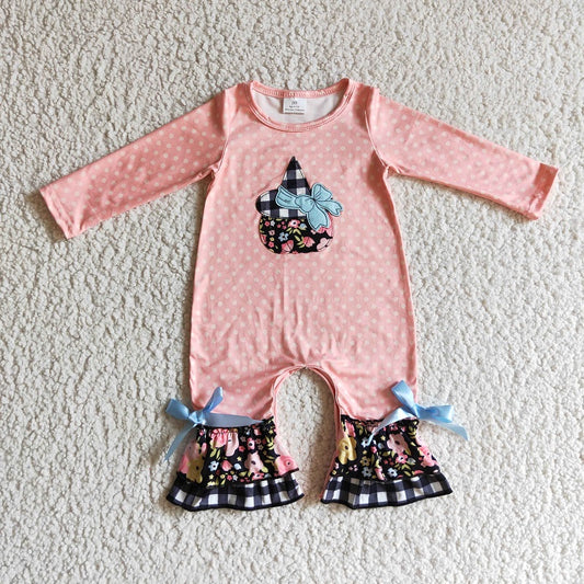 LR0147 BABY GIRLS FLORAL PUMPKIN ROMPER