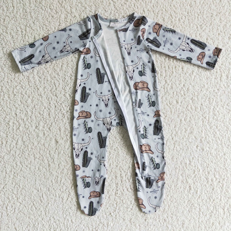 LR0153 Bull Cactus Hat Long Sleeve Bodysuit
