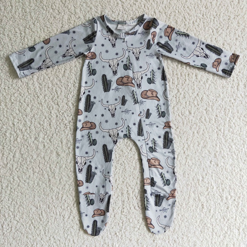 LR0153 Bull Cactus Hat Long Sleeve Bodysuit