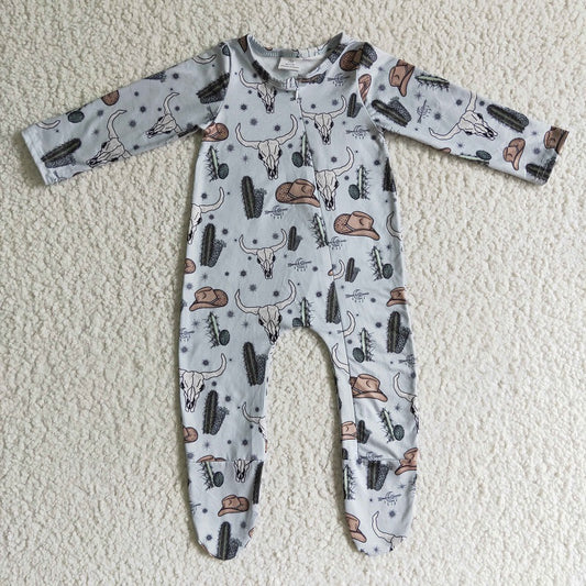 LR0153 Bull Cactus Hat Long Sleeve Bodysuit
