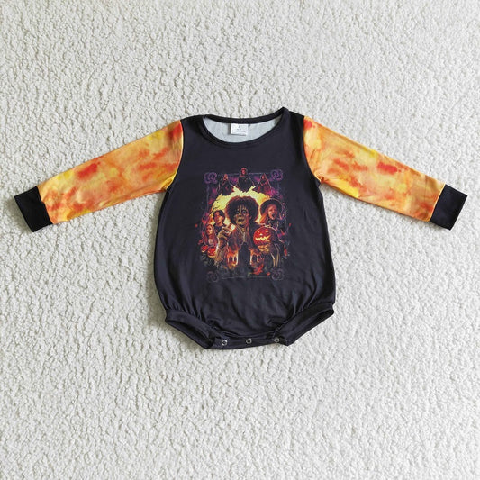 LR0158 Halloween Pumpkin Witch Long Sleeve Bodysuit