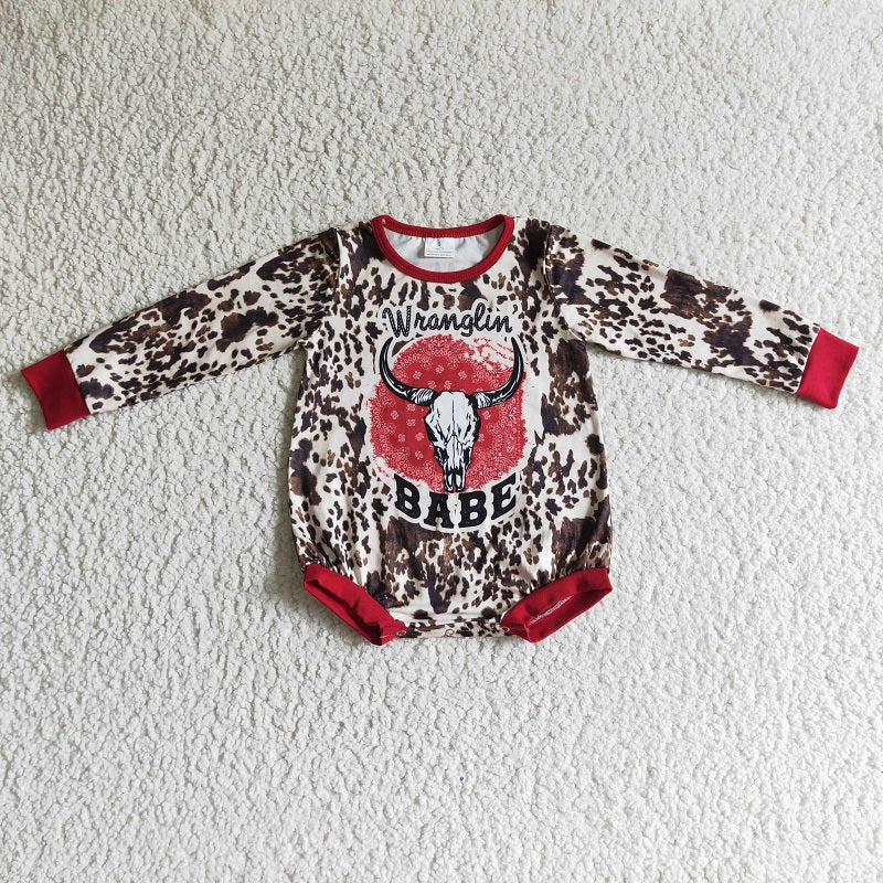 LR0164 Cow Print Long Sleeve Romper D 1112