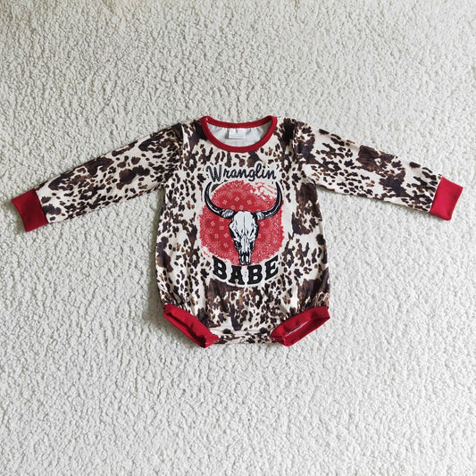 LR0164 Cow Print Long Sleeve Romper D 1112