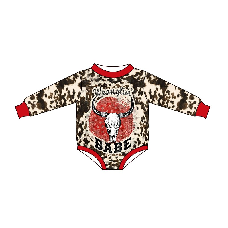 LR0164 Cow Print Long Sleeve Romper D 1112